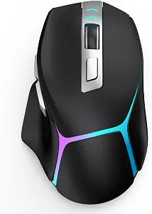GAMCATZ Bluetooth Wireless Gaming Mouse,12500 DPI RGB Ergonomic Mouse with Tri-Mode (2.4G/USB-C/Wired), Rechargeable Gamer Mice for Computer, Mac, iPad, Laptop & PC (Black)