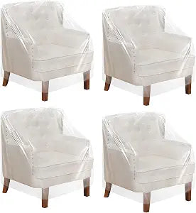 Tudomro 4 Pcs Outdoor Clear Plastic Chair Covers Waterproof Dust Proof