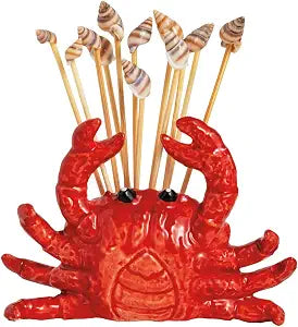 Mud Pie Red Ceramic Crab Toothpick Holder