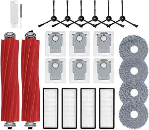 24Pcs Qrevo S Accessories Kit Replacement Compatible with Roborock Qrevo S/Qrevo Plus/Qrevo Pro Robot Vacuum, 2 Main Brush, 4 Mop Cloth Pads, 6 Side Brushes, 4 HEPA Filters,6 Dust Bag, 1 Cleaning Tool
