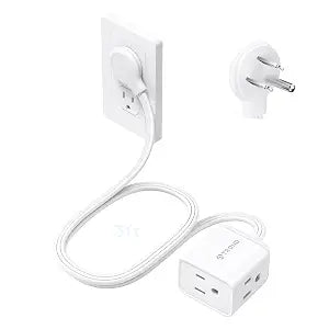 TROND Rightward Flat Plug Extension Cord Short 3ft for Tight Spaces, White