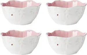 Lenox Butterfly Meadow Floral Pink Porcelain Dessert Bowls, Set of 4