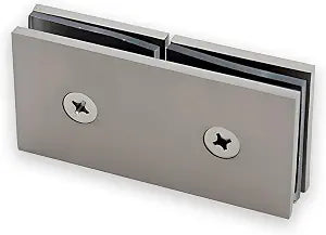 180 Glass-to-Glass Shower Door Clamp, 3/8"-1/2", Brushed Nickel