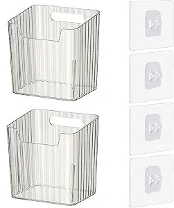 Lae Nuvole 2 Pack Adhesive Wall Storage Bins, Cabinet Door Organizer, Clear