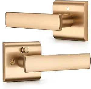 Modern Privacy Door Lever, Champagne Bronze Brushed Finish