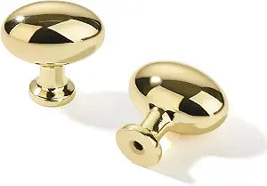 khtumeware 10 Pack 1-3/8 inch(35mm) Polished Brass Cabinet Knobs Dresser Knobs Oval Drawer Knobs Kitchen Cabinet Hardware Egg Knobs for Dresser Drawers