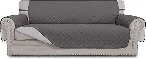 Easy-Going Reversible Couch Cover, 3 Cushion Sofa, Large, Gray/Light Gray