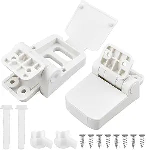 PP Plastic Toilet Seat Hinges Replacement Set with Screws and Connectors