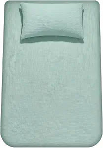 Muslin Cotton Twin XL Fitted Sheet Set,Soft and Breathable 2 Piece (1 Fitted Sheet, 1 Pillowcase) Deep Pocket Bed Sheet (Blue)