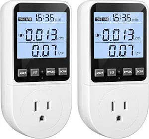 2 Pack Upgraded Watt Meter, Power Meter Plug Electricity Usage Monitor