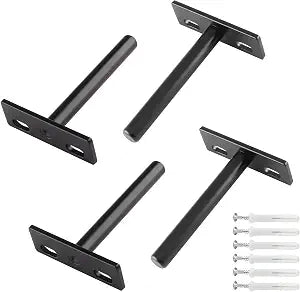 Luomorgo 3 Inch Floating Shelf Bracket, Black Blind Shelf Support, 4 Pcs