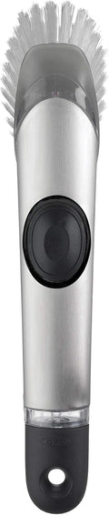 OXO Steel Soap Dispensing Dish Brush, Dish Brush with Handle for Pans, Sink