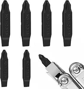 6-Pack Double-Sided Screwdriver Bits Compatible with Leatherman Multi-Tools  #1/#2 Phillips & 3/16" Flathead  Replacement Bit Set for Multi-Tool Drivers
