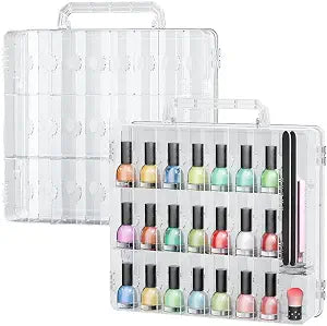JIASHENG Two Nail Polish Organizer Case Holders 48 Bottles Nail Storage