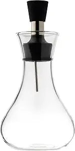 TableCraft 10 Oz. Oil & Vinegar Bottle, Clear Borosilicate Glass Dispenser for Kitchen and Dining, 3.5" x 3.5" x 7", Perfect for Oils, Dressings and Vinegars