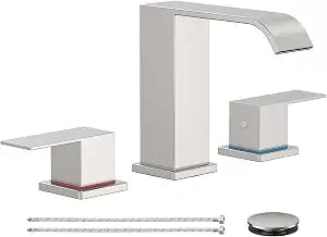 Homevacious Brushed Nickel Waterfall Bathroom Faucet 3 Hole 8 in Widespread