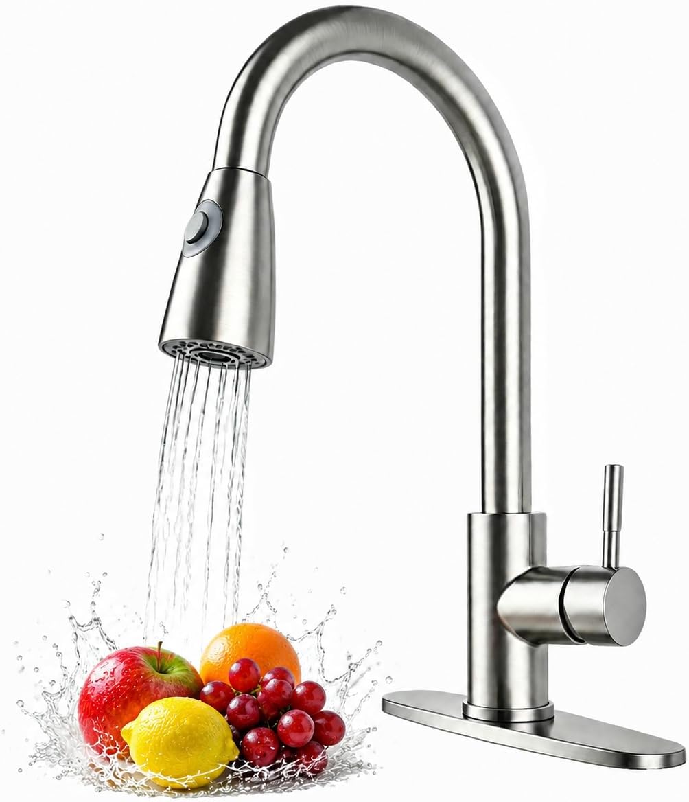Friho Kitchen Faucet with Pull Down Sprayer, Kitchen Sink Faucet
