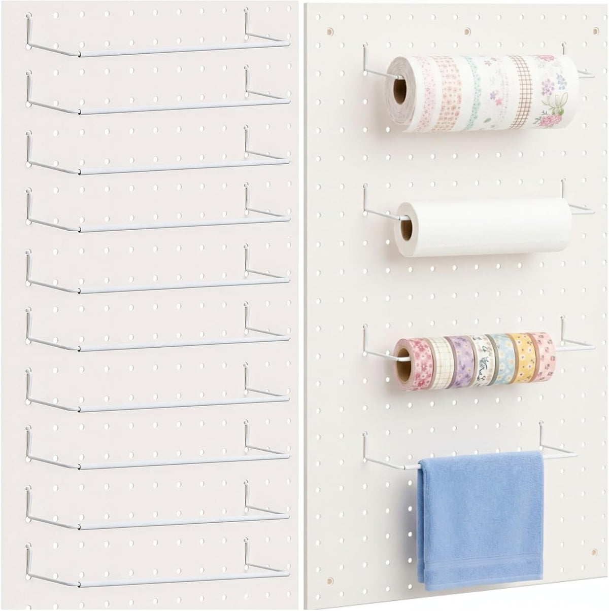 10 Pack White Paper Towel Holder, Fit Standard Pegboard