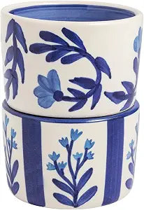 Mud Pie Stoneware Blue Vine Tidbit Bowls Set