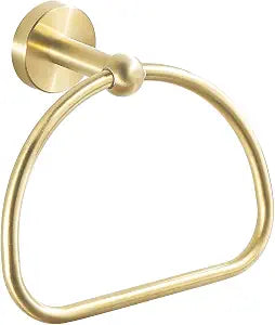 Leyden Brushed Gold Hand Towel Holder, Bathroom Towel Ring, Bath Hand Towel Rack Hangers Wall Mounted Half Round Modern