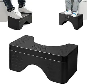 Potable Bathroom Squat Stool, Convertible Squatting Toilet Stool from 7 to 9 Height, Foldable Toilet Step Stool for Adult and TeensBlack