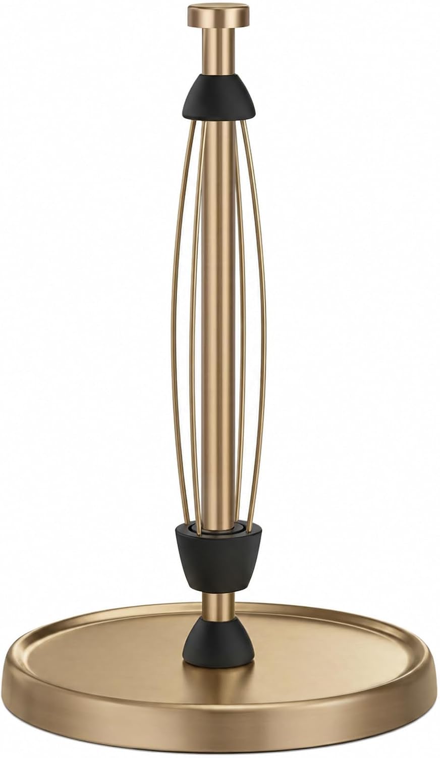 Paper Towel Holder Countertop, Gold Kitchen Accessories Decor, Stainless Steel, Weighted Base, Warm Gold, Paper Towel Roll Holder Stand with Ratchet Mechanism for Kitchen Bathroom Farmhouse Essentials