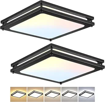 Square Ceiling Light Fixture - 2 Pack 12 Inch 36W 3000K/3500K/4000K/5000K/6000K Adjustable Flush Mount Led Light for Bathroom Bedroom Kitchen Hallway
