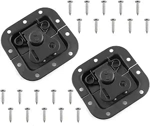 Butterfly Turn Catch 2PCS Black Recessed Spring Loaded Butterfly Latches with Screws for Flight Road Case Cabinet