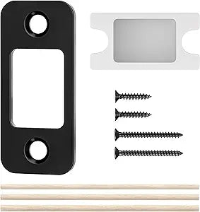 Deadbolt Strike Plate Door Backplate 1" x 2 1/4" Matte Black Round Corner