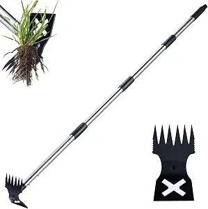 NICOFPHY Weed Puller Tool with Long Handle, Heavy Duty Garden Hoe and Rake