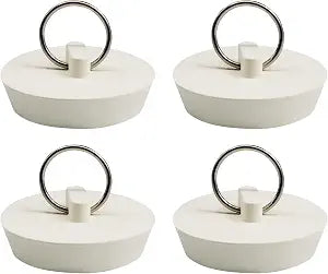 Rubber Tub Stopper 4 Pieces, Drain Stoppers, Sink Stopper, Drain Plug Bathtub Plug, Kitchen Bathtub Odor-Proof Drain Cover Fits 1-7/8 Inch with Hanging Ring, White