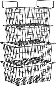 Stacking Freezer Organizer Bin Large Capacity Chest Freezer Baskets