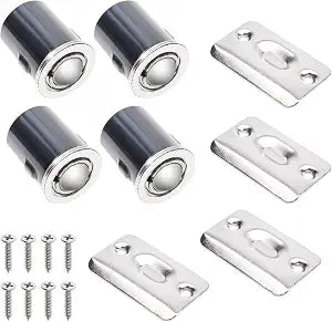 Adjustable Door Ball Catch - Brushed Nickel Ball Bearing Hardware with Spring - Compatible with Most Doors - Closets, Kitchen, French Door, Cabinets