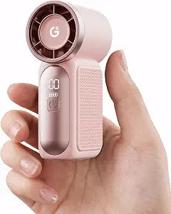 Gaiatop Portable Handheld Mini Fan, 6 Speeds 16900 RPM High Velocity Personal Fan with LED Display, USB Rechargeable, Mini Fan with Lanyard for Makeup, Travel, Outdoor Fan for Women Girl Gift, Pink