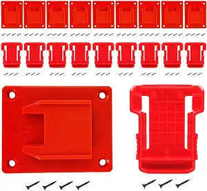 20Pcs Wall Mount Tool Holders and Battery Holder for Milwaukee M18 18V - Heavy Duty Storage Shelf Organizer with Screws, Fits Drill, Saw, Workshop Garage
