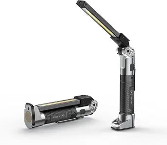 HOTLIGH Rechargeable Work Light - 1200 Lumens Magnetic Flashlight, 4000mAh Magnetic Work Light, 3 Lighting Modes Mechanic Light with Hooks for Car Repairing/Workshop/Inspection, 1 Pack