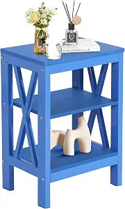 VECELO Modern Nightstands X-Design Side End Table Night Stand with Storage Shelf for Bedroom,Living Room,