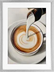 Latte Milk Swirl Coffee Still Life, 14 x 20 Inch Framed Print Under Glass