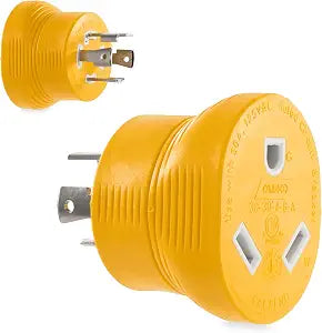 Camco PowerGrip 30 Amp 4-Prong Generator Adapter - Featuring a 30-amp Locking Male Plug (NEMA L14-30P) and a 30-amp Female Connector (NEMA TT-30R) - 55338