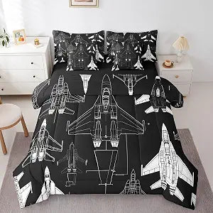 Erosebridal Airplane Queen Bed in A Bag 7 Piece for Kids Teens Adults