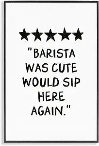 Barista Cute Rating Coffee Quote, 12 x 18 Inch Framed Gicle Print