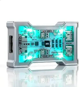 8K USB-C Gaming Dock with Clear Glass Window, Cartoon Print & LED Light
