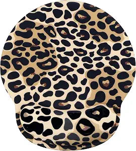 Leopard Mouse Pad Wrist Support Wrist Rest, Ergonomic Mouse Pad with Non-Slip Base for Office Gaming Working Computers,Desk Accessories Pain Relief Mouse Mat for Home&Game Decor, Brown