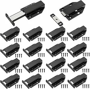 Tebery 16 Pack Magnetic Cabinet Door Latch, Heavy Duty Drawer Lock Catches, Push to Open Cabinet Hardware Kit, Kitchen Door Easy Release Hidden Latches for RV, Cupboard, Wardrobe, Glass Cabinets