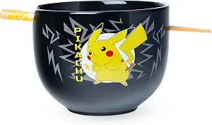 Silver Buffalo Pokemon Pikachu Ceramic Ramen Bowl With Chopsticks, 20oz