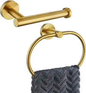APLusee Brushed Gold Bathroom Hardware Set, 2 Pieces, 304 Stainless Steel