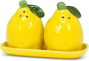 Abbott Collection Lemon Salt & Pepper Shaker Set on Tray