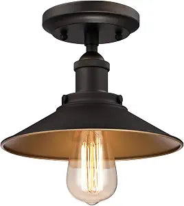 Westinghouse Lighting 6336000 Louis One-Light Indoor Semi-Flush Ceiling Fixture, Oil Rubbed Finish and Metallic Bronze Interior