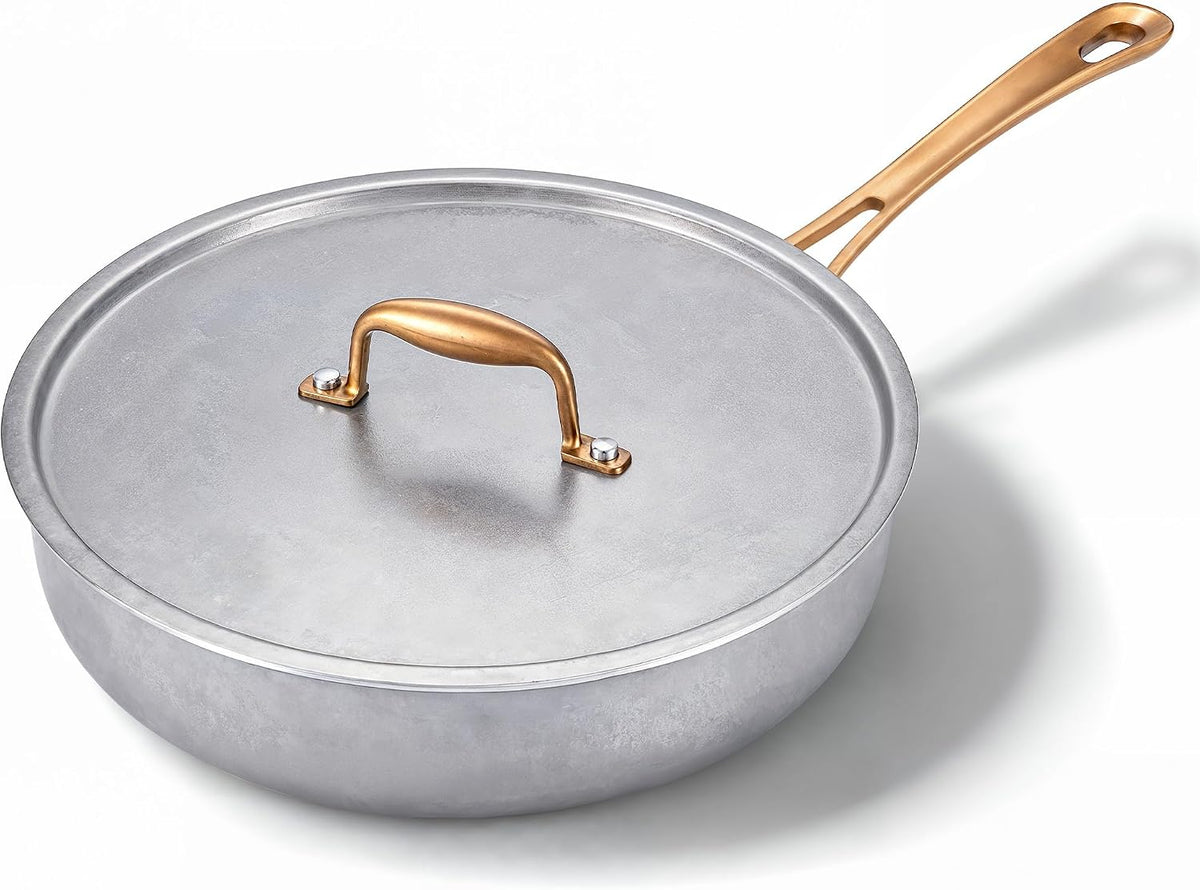 KOKHUB 4.5QT/11 Vintage Saute Pan with Lid, Tri-Ply Stainless Steel
