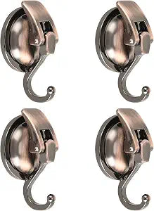 Khdrvok Wreath Cup Hook, Bronze-Plated Polished ABS Plastic with TPU Rubber Super Suction for Shower, Glass Window, Kitchen & Bathroom & Restroom Organization, 4 Pack